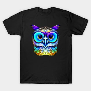 Colorful Owl With Funky Glasses T-Shirt